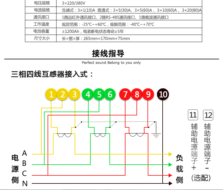 海兴DTSI208三相四线电能表接线展示