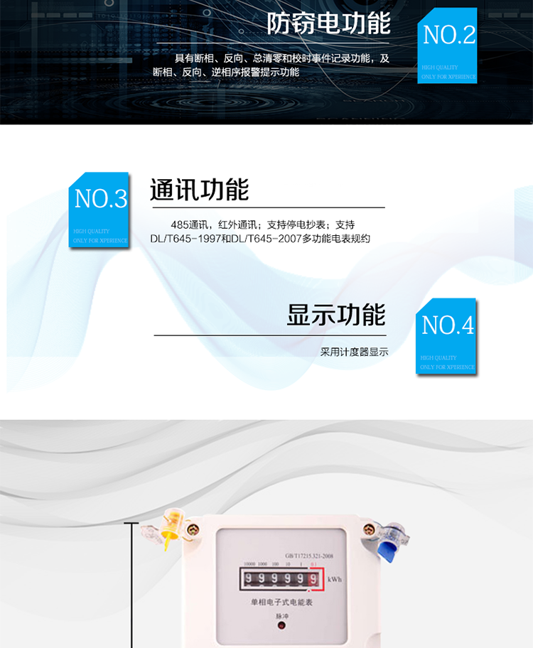 主要技术参数
型号            DDS110
名称            单相费电子式电能表
准确度等级         1级      2级
额定电压（V）     220  100
基本电流（A）   1.5(6)A  2.5(10)A  5(20)A  5(30)A  10(40)A  15(60)A  20(80)A 
启动电流         0.2%Ib
日计时误差      ≤0.5
外形尺寸（mm）  265×170×75
额定频率（Hz）    50